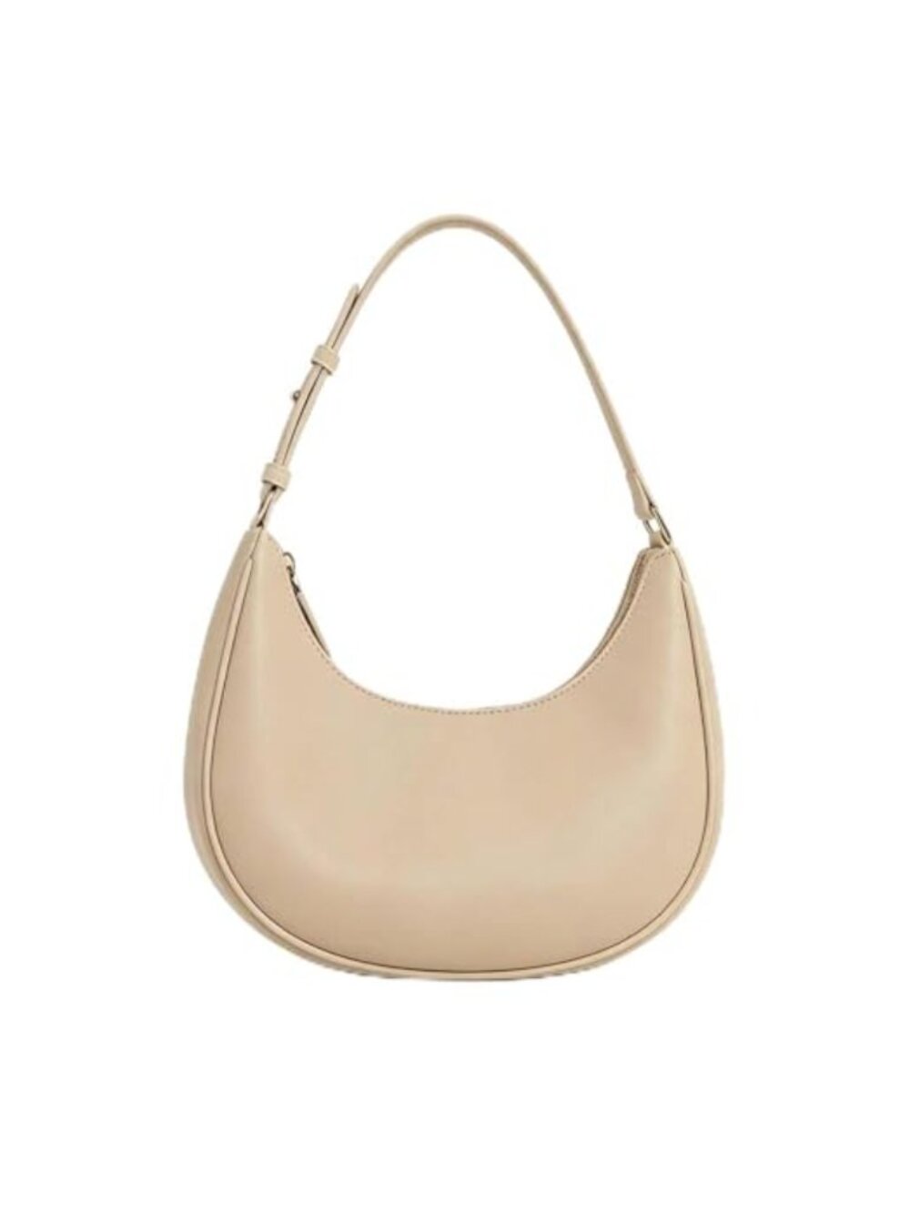 Faux Leather Crescent Hobo Shoulder Bag Adjustable Strap Zipper
